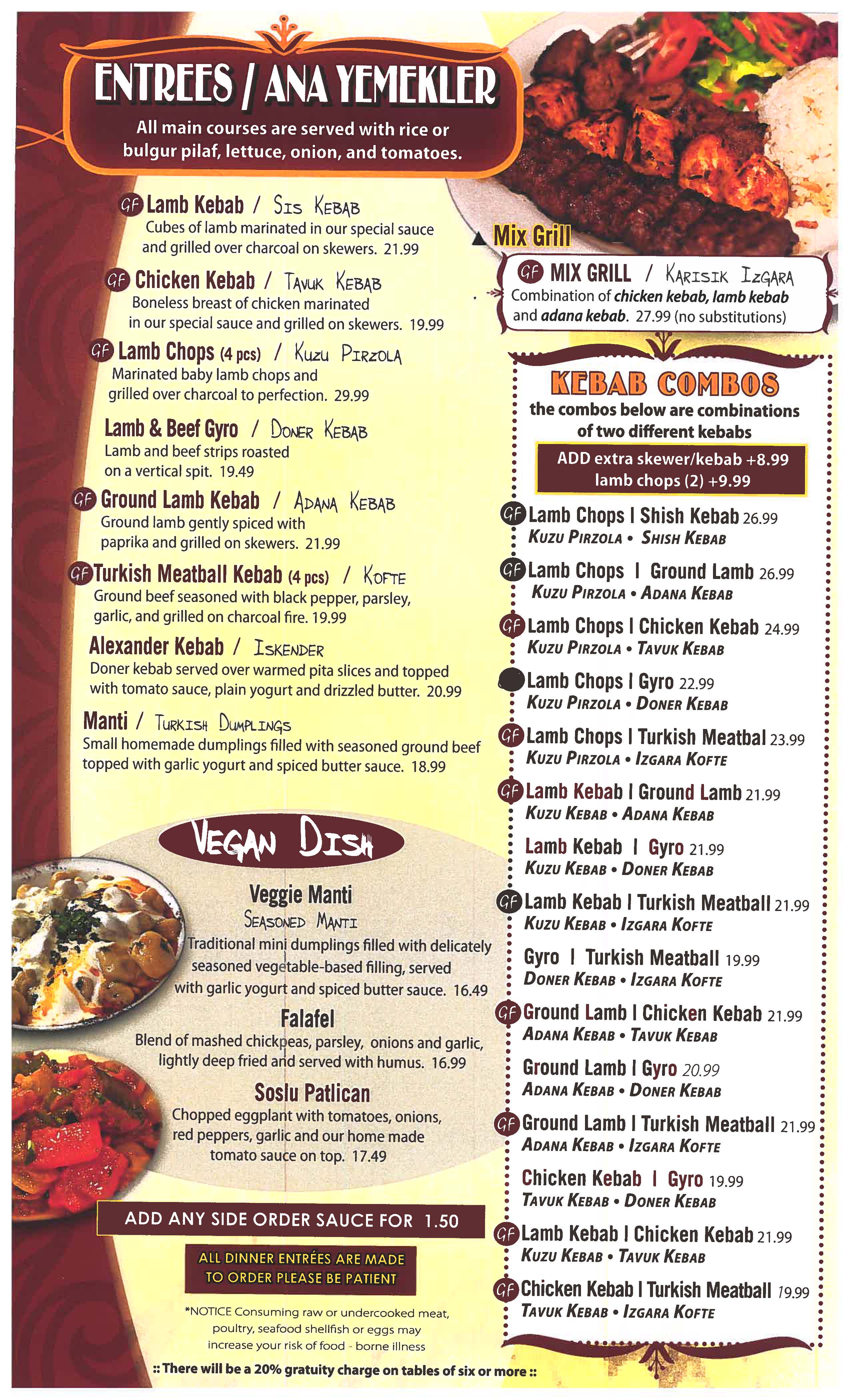 Entrees Ana Yemekler